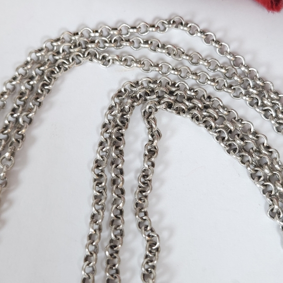Lucky Brand Silver Geometric Linked Multi Strand Necklace Statement Necklace - Picture 5 of 12